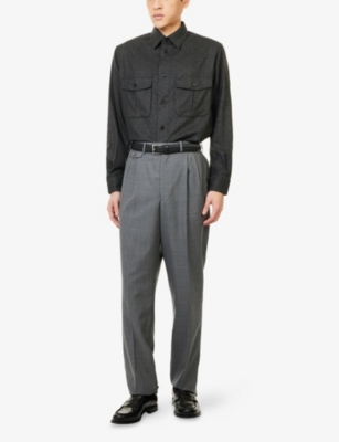 DUNHILL: Super 170S Glen-Check Wool and Cashmere-Blend Overshirt