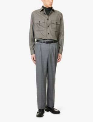 DUNHILL: Super 170S Glen-Check Wool and Cashmere-Blend Overshirt