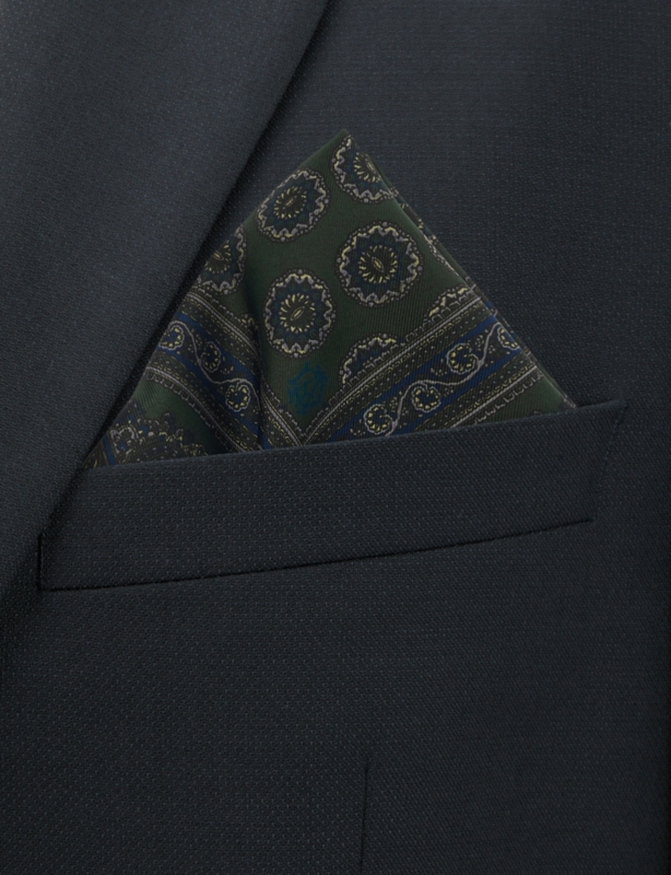 Floral Medallion Silk Pocket Square