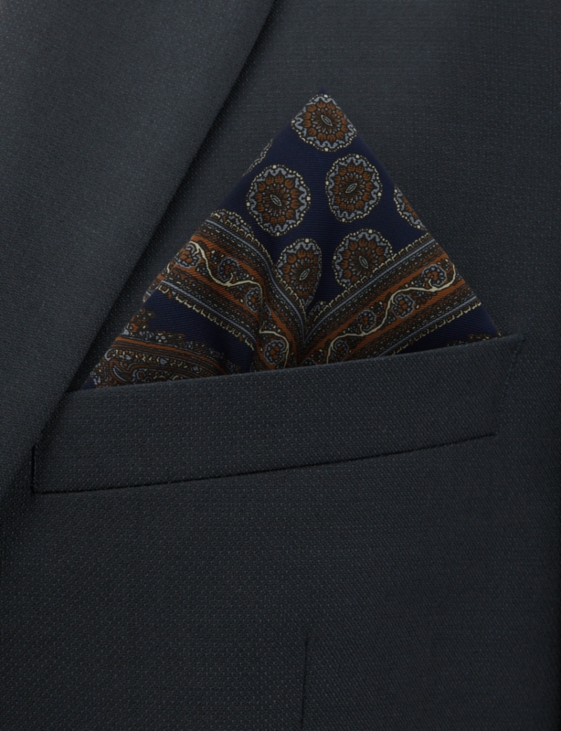 Floral Medal Silk Pocket Square