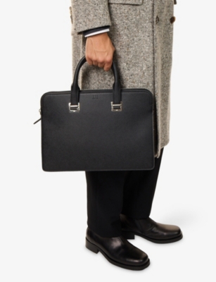 Dunhill Mens Cadogan Single-gusset Leather Document Case Black In Black