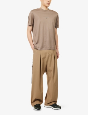 EMPORIO ARMANI: Embossed Short-Sleeve Cotton-Jersey Blend T-Shirt