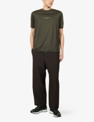 EMPORIO ARMANI: Embossed Short-Sleeve Cotton-Jersey Blend T-Shirt