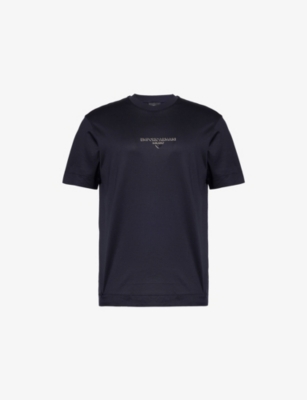 EMPORIO ARMANI: Embossed Short-Sleeve Cotton-Jersey Blend T-Shirt