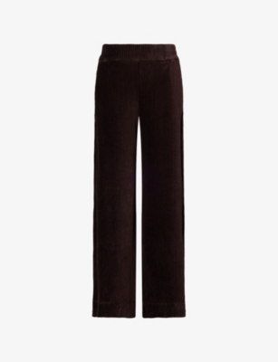 Me And Em And Em Womens Warm Chocolate Fluid Velour-cord Palazzo Trousers In Black