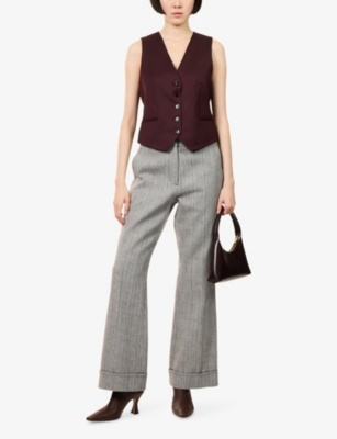 Me And Em Womens  Lux Tailored Wool-blend Waistcoat In Burgundy