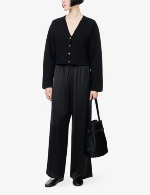 ME AND EM: V-Neck Wool And Cotton Knitted Cardigan