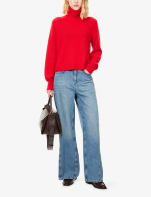 Me And Em And Em Womens True Scarlet Red Relaxed-fit Snood Cashmere Jumper In Red
