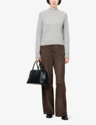 Me And Em And Em Womens Grey Melange Speckled High-neck Alpaca-blend Jumper Xs In Gray
