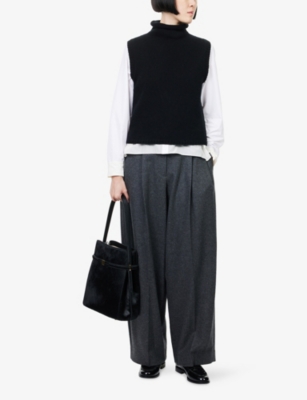 Me And Em And Em Womens Black High-neck Sleeveless Knitted Cashmere Vest In Black