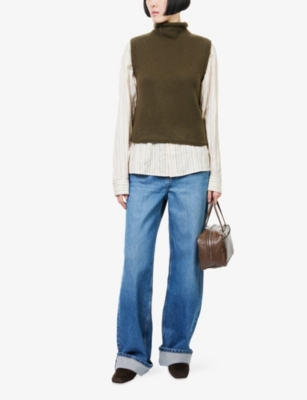 ME AND EM: High-Neck Sleeveless Knitted Cashmere Vest