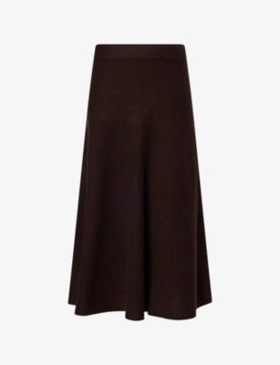 Me And Em And Em Womens Warm Chocolate Melan Felted Knitted Merino-wool Maxi Skirt In Brown