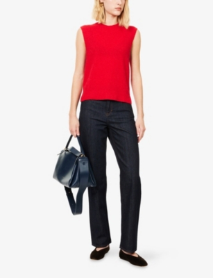Me And Em And Em Womens True Scarlet Red Responsible Round-neck Stretch-wool Blend Vest In Multi