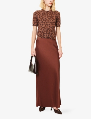 Me And Em And Em Womens Regular-fit High-waist Woven Maxi Skirt Burnt Caramel In Brown