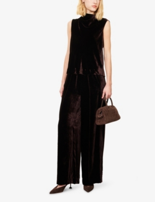 Me And Em And Em Womens Halterneck Sleeveless Woven Top Double Espresso In Brown