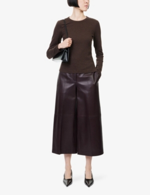 Me And Em And Em Womens Chocolate Melange Ultimate Ribbed Long-sleeve Stretch-cotton Top In Brown