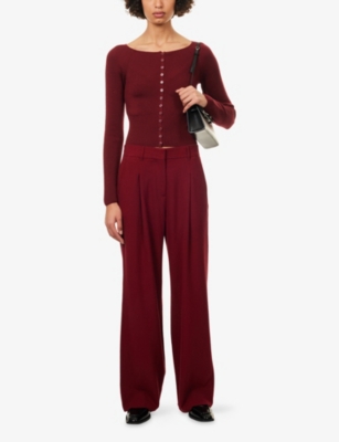 Me And Em And Em Womens Ultra Red Statement Pleated Wide-leg Woven Trousers In Red