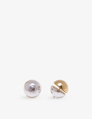 Maje Womens Gold Silver Sphere Brass Stud Earrings In Multi