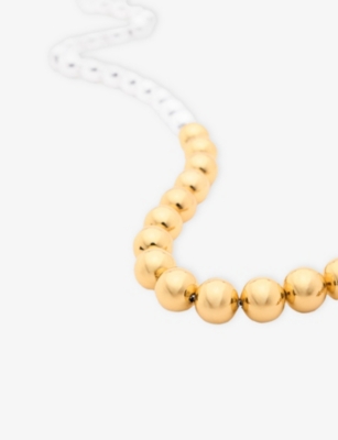 Maje Womens Gold Silver Two-tone Brass Pearl Necklace In Multi