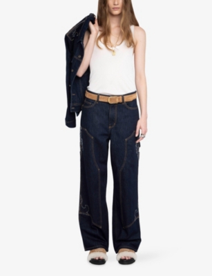Zadig & Voltaire Womens Brut Perya Straight-leg Relaxed-fit Denim Jeans In Blue