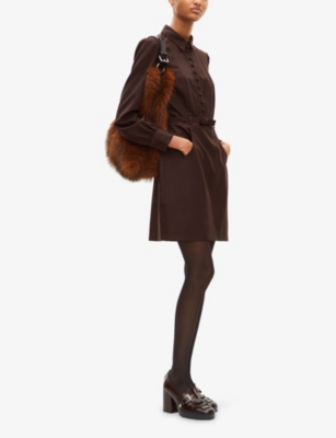 THE KOOPLES: Collared Button-Down Wool-Blend Mini Dress