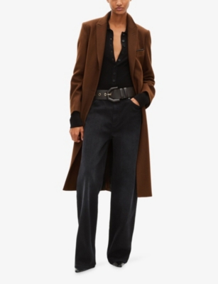 Notched-Lapel Single-Breasted Wool-Blend Coat