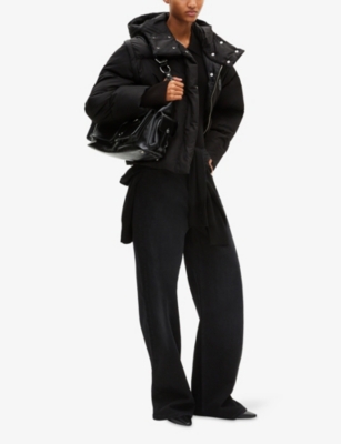The Kooples Womens  Hooded Removable-sleeve Down Jacket In Black