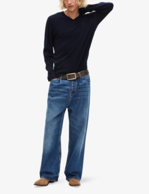 THE KOOPLES: V-Neck Brand-Embroidered Wool Jumper