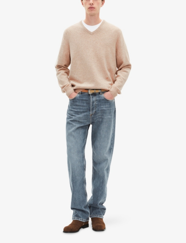 V-Neck Brand-Embroidered Cashmere-Blend Jumper