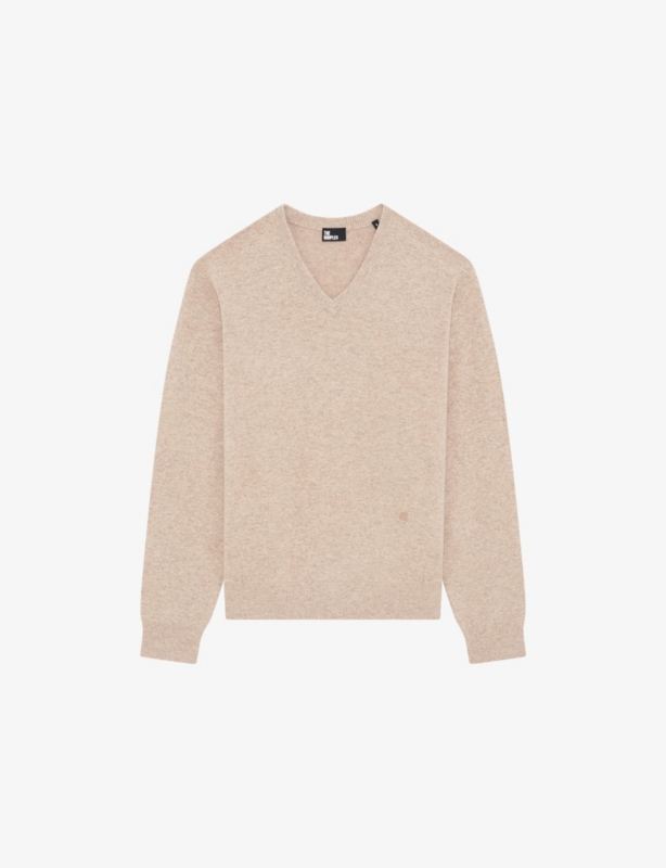 V-Neck Brand-Embroidered Cashmere-Blend Jumper