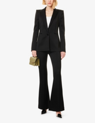 Galvan Womens Black Sculpted Single-breasted Woven Blazer In Black
