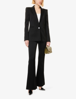 GALVAN: Sculpted Flared Satin Trousers