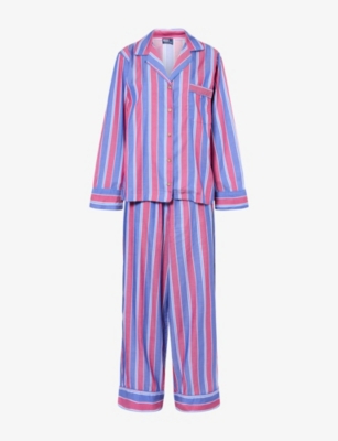 Polo Ralph Lauren Womens Wine Cricket Madison Stripe Woven Pyjama Set