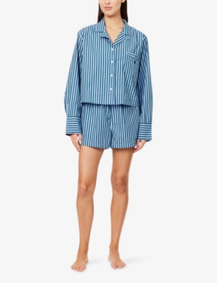 POLO RALPH LAUREN: Stripe Crop Boxer Short Cotton Pyjama Set