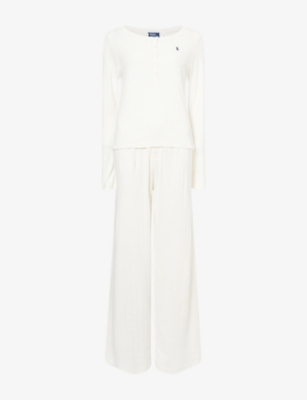 POLO RALPH LAUREN: Pointelle Wide-Leg Cotton-Jersey Pyjama Set