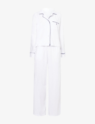 POLO RALPH LAUREN: Contrast-Trim Long-Sleeve Cotton-Jersey Pyjama Set