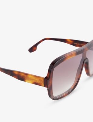 Victoria Beckham Womens Tortoise Brown Vb673s Rectangle-shaped Acetate Sunglasses In Brown