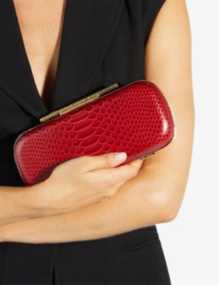 Dune Womens Red Leather Body Oval Leather Clutch In Red