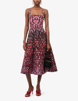 MARY KATRANTZOU: Beaux Square-Neck Crepe Midi Dress