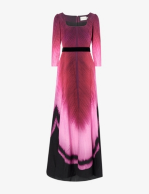 Mary Katrantzou Womens Fuchsia Feath Allegra Square-neck Stretch-crepe Maxi Dress In Pink