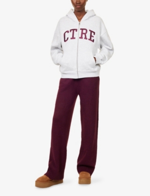 The Couture Club Womens Greymarl Brand-patch Relaxed-fit Cotton-blend Hoodie In White