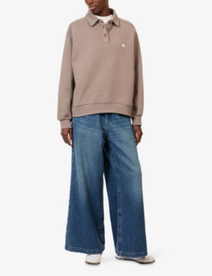 THE COUTURE CLUB: Emblem-Embroidered Rugby Polo Cotton Sweatshirt