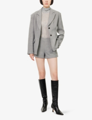 The Couture Club Womens Grey Herringbone Notch-lapels Knitted Blazer In Gray