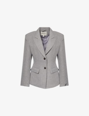 The Couture Club Womens Grey Herringbone Notch-lapels Knitted Blazer In Gray