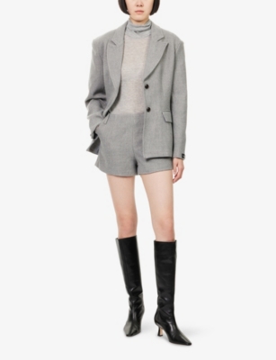 The Couture Club Womens Grey Herringbone High-rise Woven Shorts In Gray