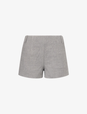 The Couture Club Womens Grey Herringbone High-rise Woven Shorts In Gray