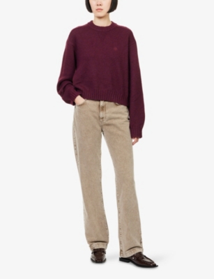 THE COUTURE CLUB: Emblem Embroidered Round-Neck Knitted Jumper