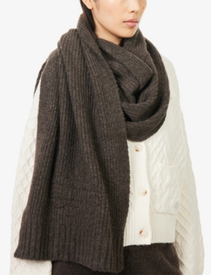 The Couture Club Womens Chocolate Emblem Knit Scarf In Brown