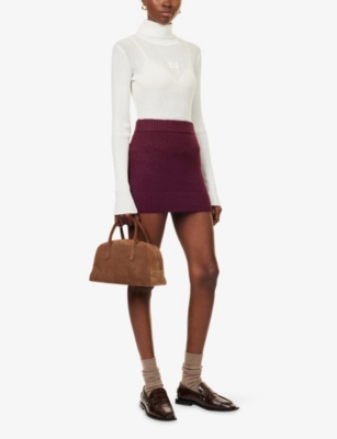 The Couture Club Womens Bone Ribbed Roll-neck Knitted Top In White