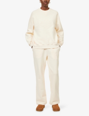 The Couture Club Womens Buttermilk Raised Emblem Round-neck Cotton-jersey Sweatshirt In Multi